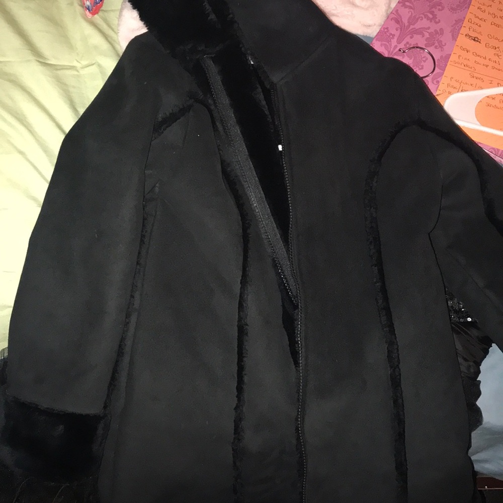 Black Fur coat.